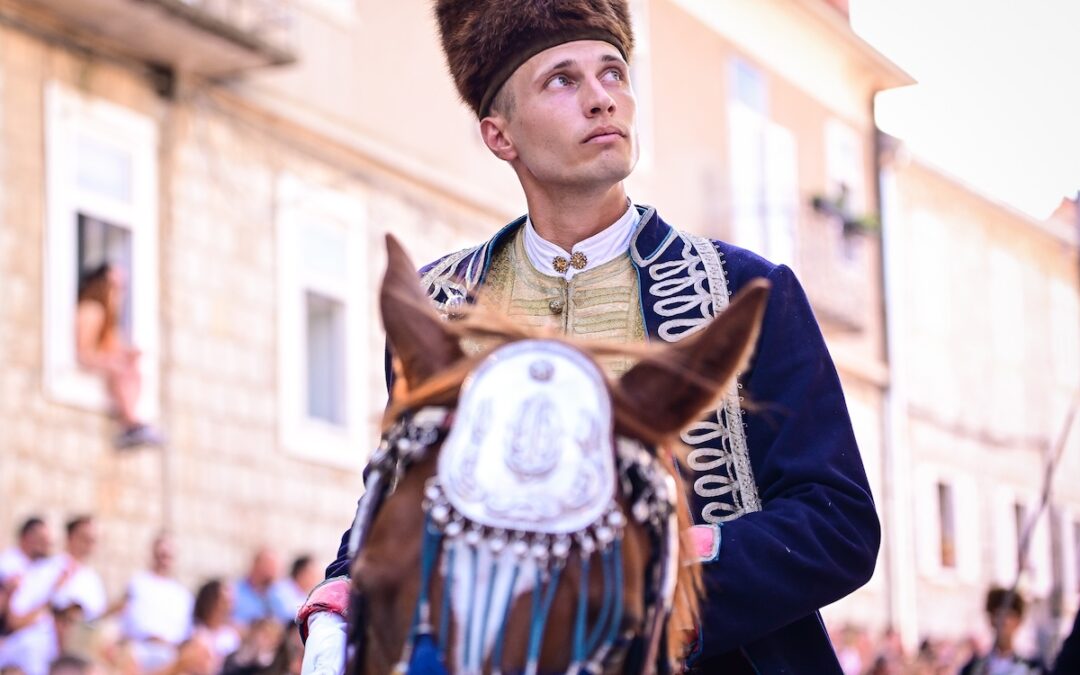 Alkar riding his horse during the Sinjska Alka in Sinj