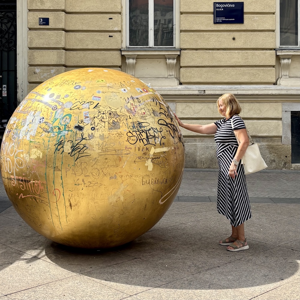The Grounded Sun sculpture in Mirka Bogovica Street, Zagreb