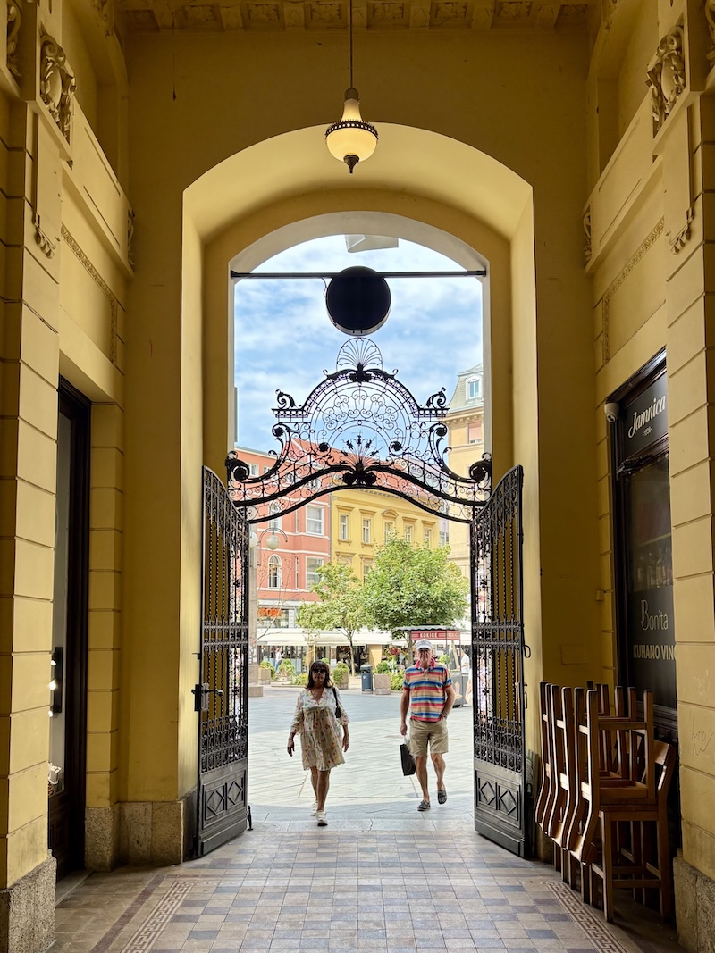 The glass-roofed Oktogon passage in Zagreb