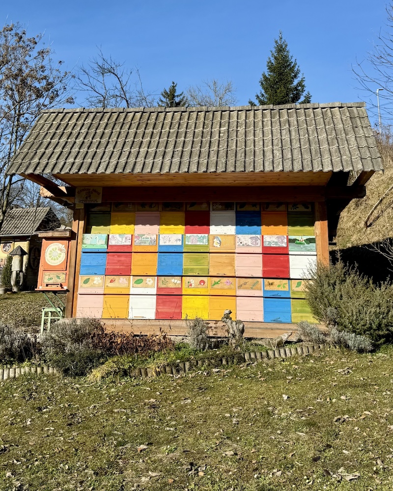 Painted Slovenian beehives