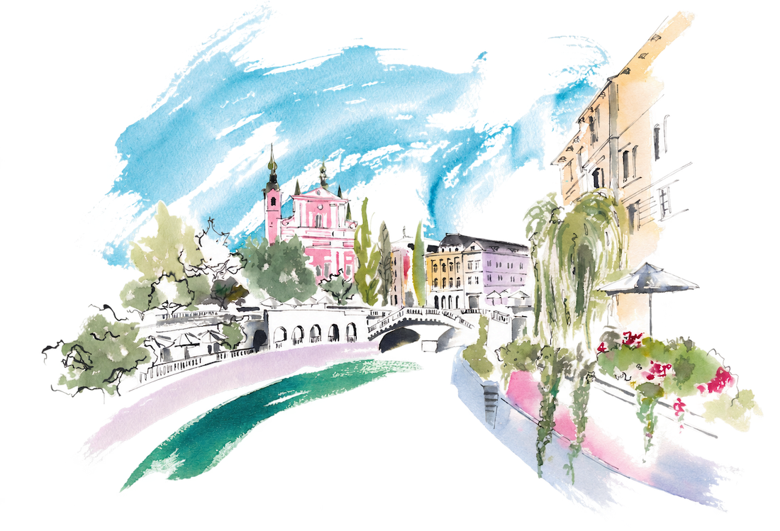 J2Collection illustration of Ljubljana, Slovenia